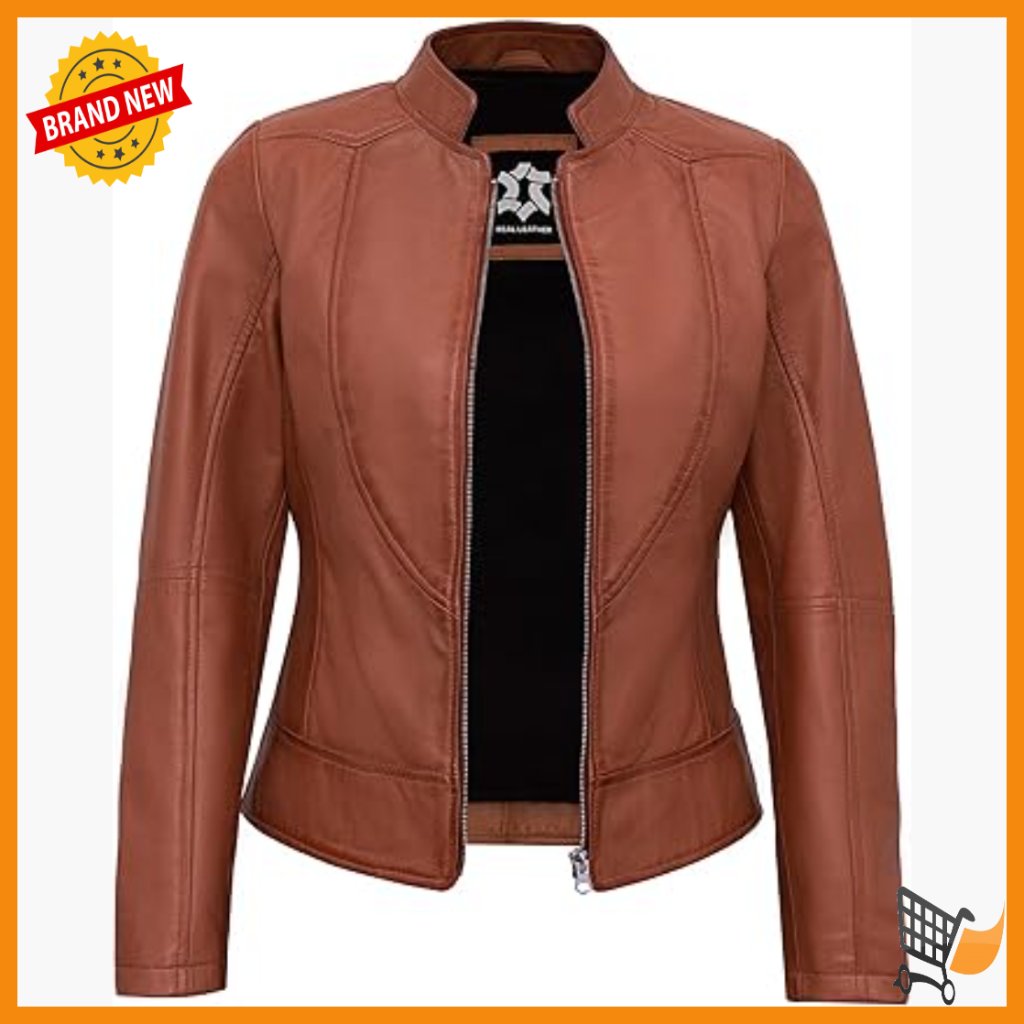 Lambskin Leather Motorcycle Jacket Women's Regular Fit Biker Style